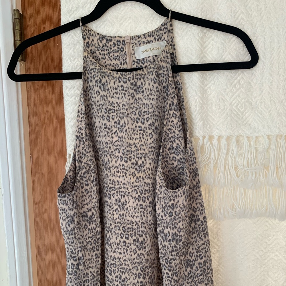 Zimmermann rose pink leopard silk top